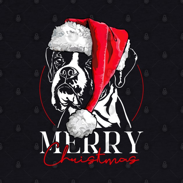 Funny Santa Boxer Dog Merry Christmas dog by wilsigns